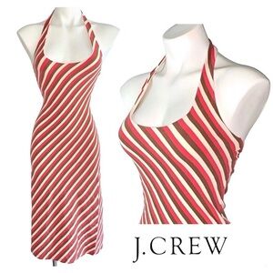 J.Crew Vintage Fitted Halter Dress Mod Retro Striped
